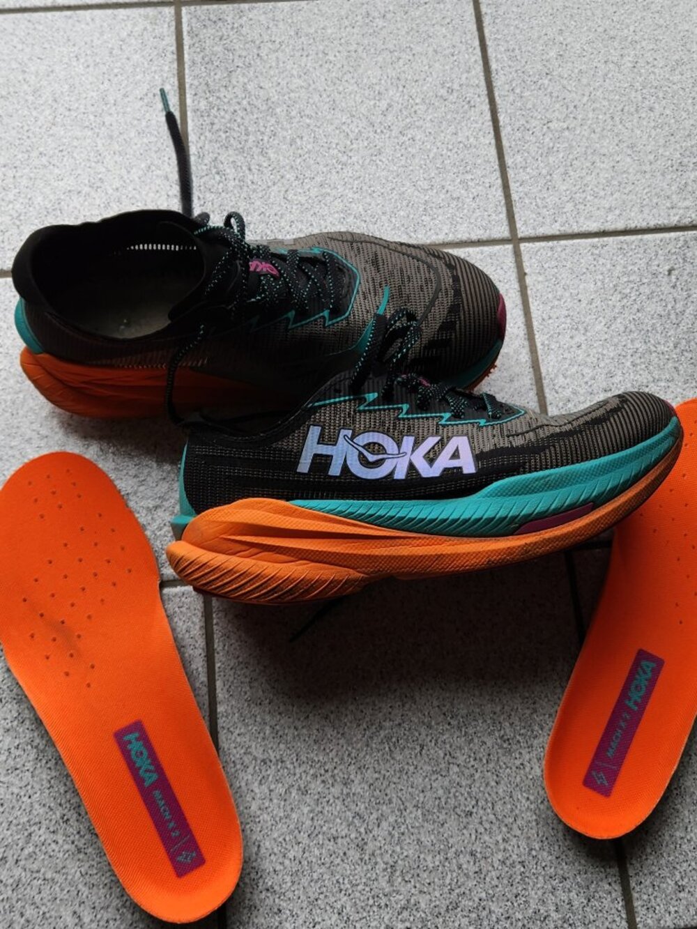 Hoka Men's Black Teal Orange Athletic Running Shoes